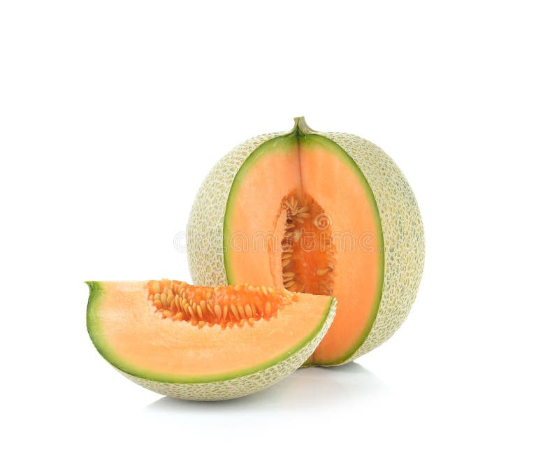 Dojrzały kantalupa melon odizolowywający na białym tle fotografia stock Dojrzały kantalupa melon odizolowywający na białym tle fotografia stock