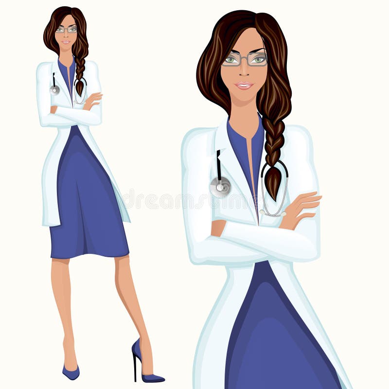 Doktor för ung kvinna vektor illustrationer Doktor för ung kvinna vektor illustrationer