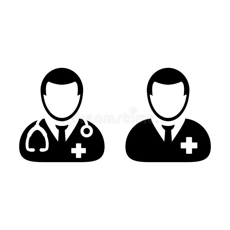Doktor Icon Vector med manlig tålmodig medicinsk konsultation stock illustrationer Doktor Icon Vector med manlig tålmodig medicinsk konsultation stock illustrationer