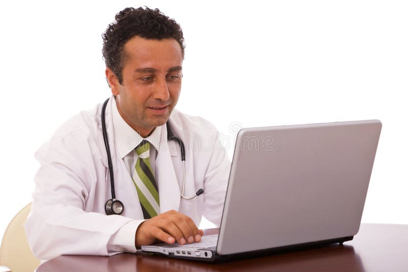 Senior medical doctor working with laptop. Senior medical doctor working with laptop