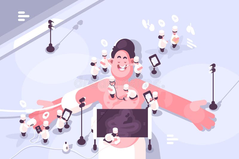 Doktorer som behandlar olika sjukdomar av patienten stock illustrationer Doktorer som behandlar olika sjukdomar av patienten stock illustrationer
