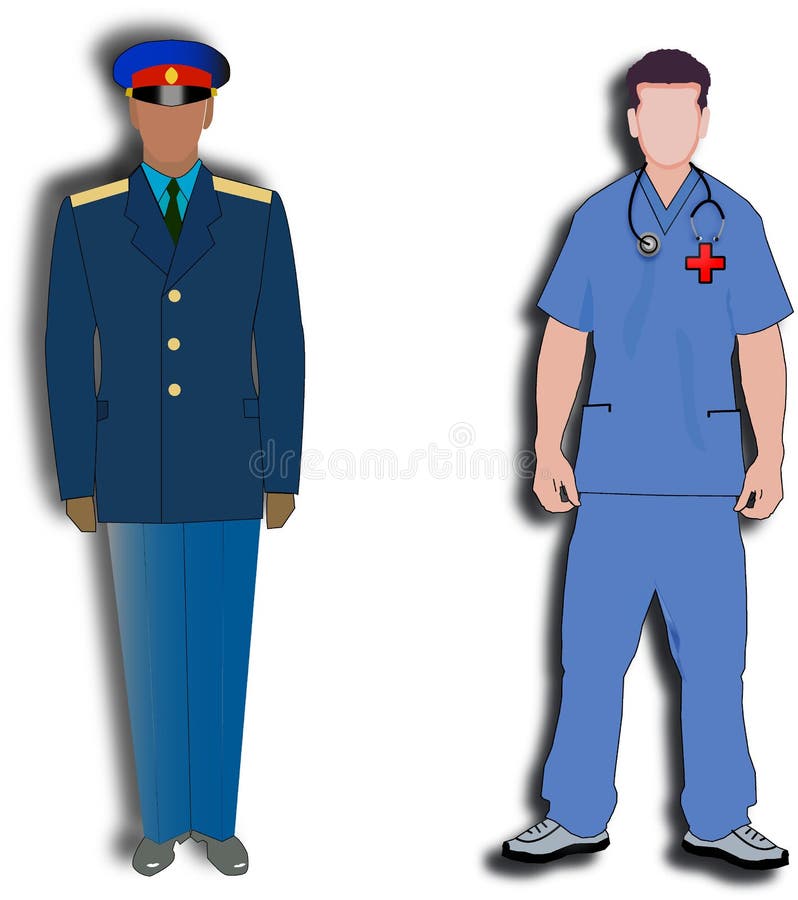 Doktorn och polisen vektor illustrationer Doktorn och polisen vektor illustrationer