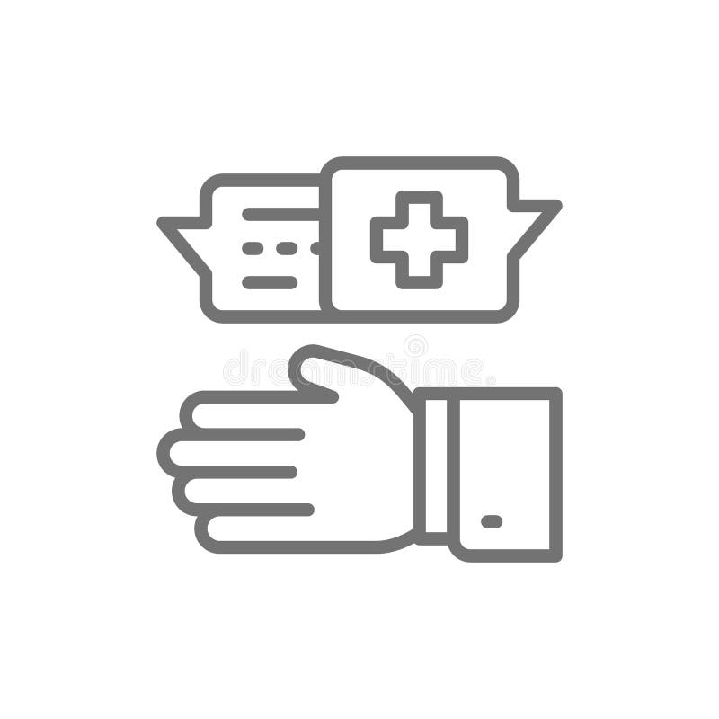 Doktorn ordinerar medicin, den medicinska specialisten ordinerar behandlinglinjen symbol vektor illustrationer Doktorn ordinerar medicin, den medicinska specialisten ordinerar behandlinglinjen symbol vektor illustrationer