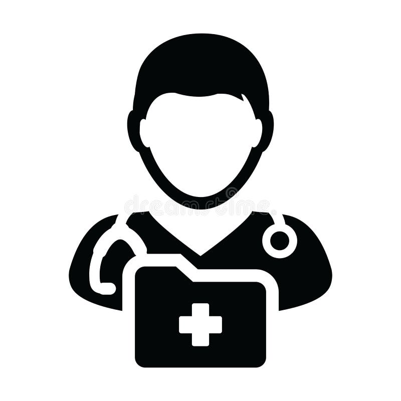 Doktorpersonen-Profilavatara des Gesundheitswesenikonenvektors männlicher mit Stethoskop- und Attestordner für medizinische Berat vektor abbildung Doktorpersonen-Profilavatara des Gesundheitswesenikonenvektors männlicher mit Stethoskop- und Attestordner für medizinische Berat vektor abbildung