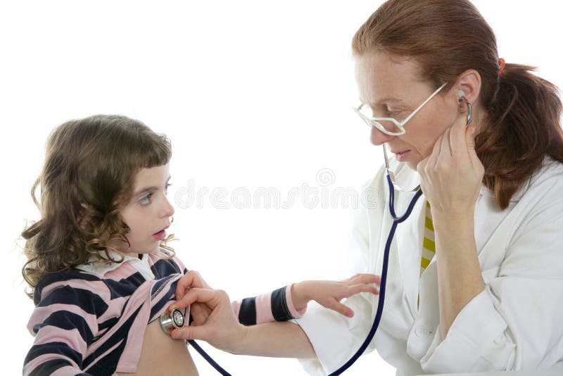 Doktorska dziewczyny pediatra stetoskopu kobieta fotografia stock