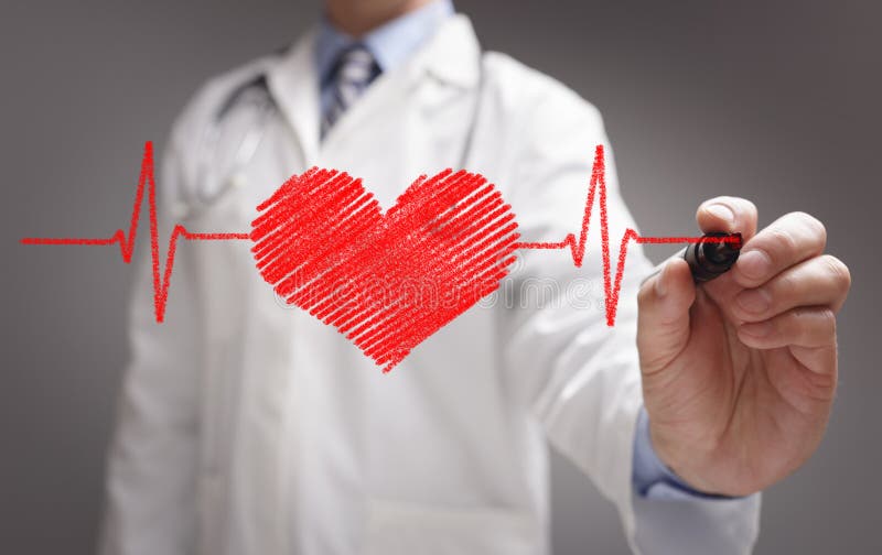 Doktorska rysunkowa ecg bicia serca mapa zdjęcia stock Doktorska rysunkowa ecg bicia serca mapa zdjęcia stock