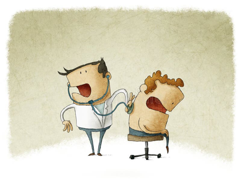 Doktorski auscultating pacjenta ilustracji