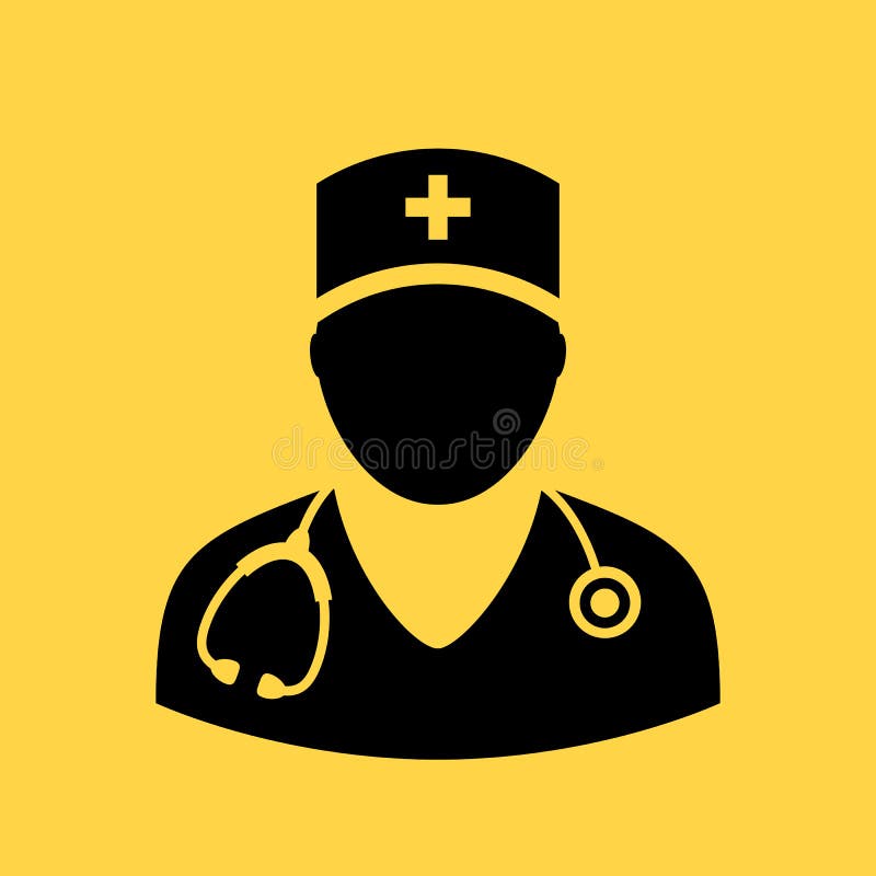 Doctor vector icon illustration isolated on yellow background. Doctor vector icon illustration isolated on yellow background