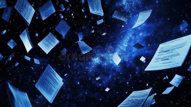 Dokumente, die durch einen kosmischen Nebel treiben stock abbildung