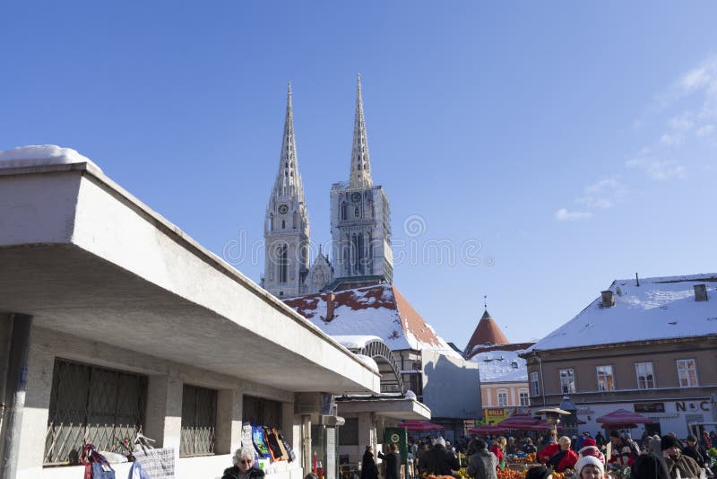 Dolac market in Zagreb. Croatia. ZAGREB, CROATIA - DECEMBER 30, 2014: view of Dolac market - the main trading place in Zagreb stock images Dolac market in Zagreb. Croatia. ZAGREB, CROATIA - DECEMBER 30, 2014: view of Dolac market - the main trading place in Zagreb stock images