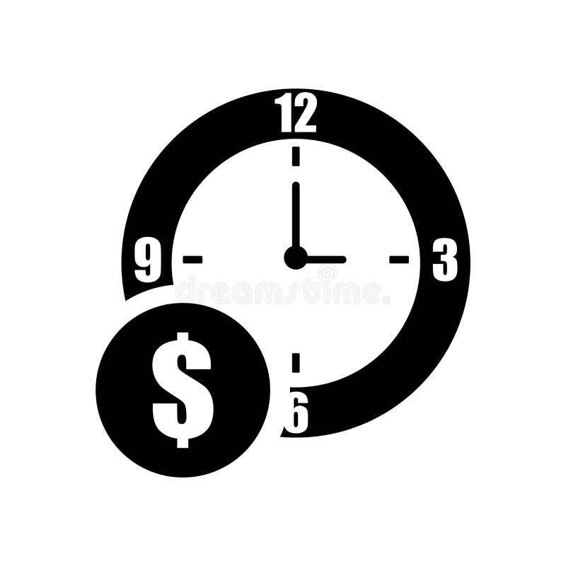 Dolar na biznesowym czas ikony wektoru znaku i symbol odizolowywający na białym tle, dolar na biznesowym czasu logo pojęciu ilustracja wektor Dolar na biznesowym czas ikony wektoru znaku i symbol odizolowywający na białym tle, dolar na biznesowym czasu logo pojęciu ilustracja wektor