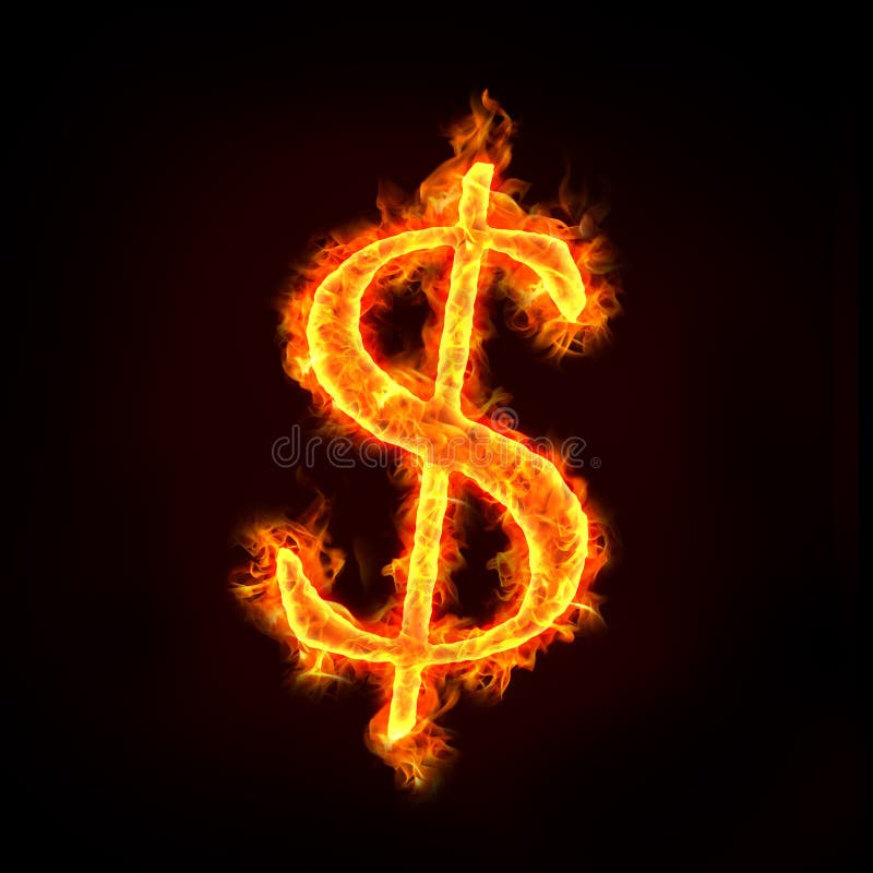 Dollar sign in fire with flames, for money concepts. Dollar sign in fire with flames, for money concepts.