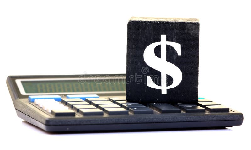 Dollar sign and calculator isolated over white background. Dollar sign and calculator isolated over white background.