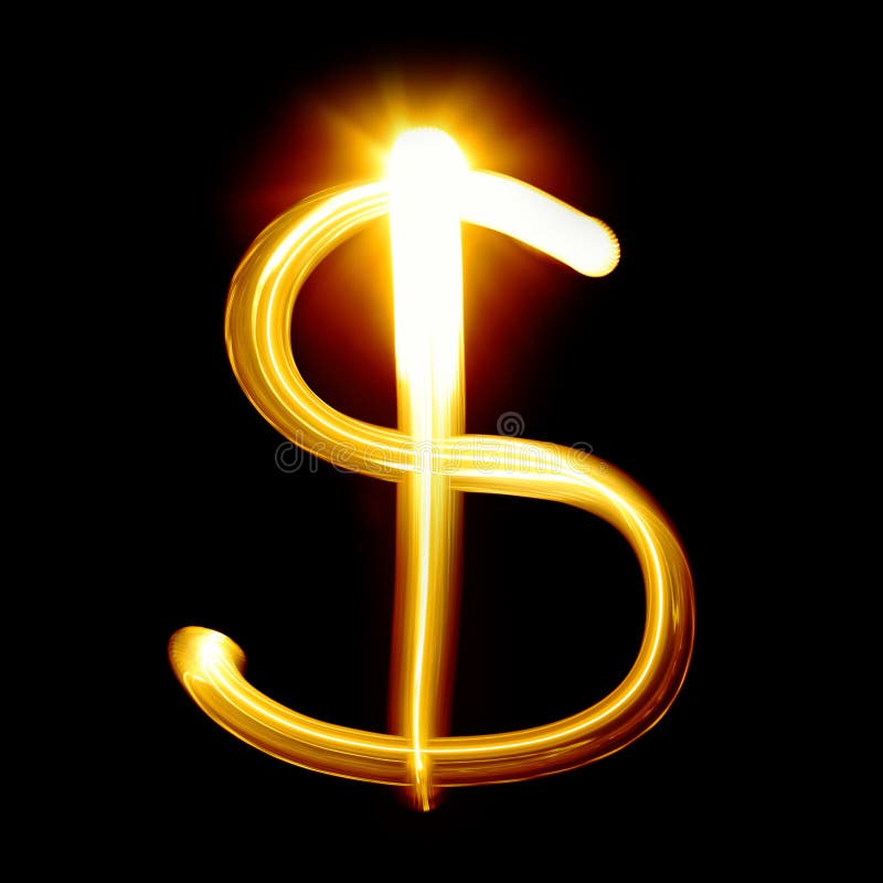 Dollar sign created by light over black background. Dollar sign created by light over black background