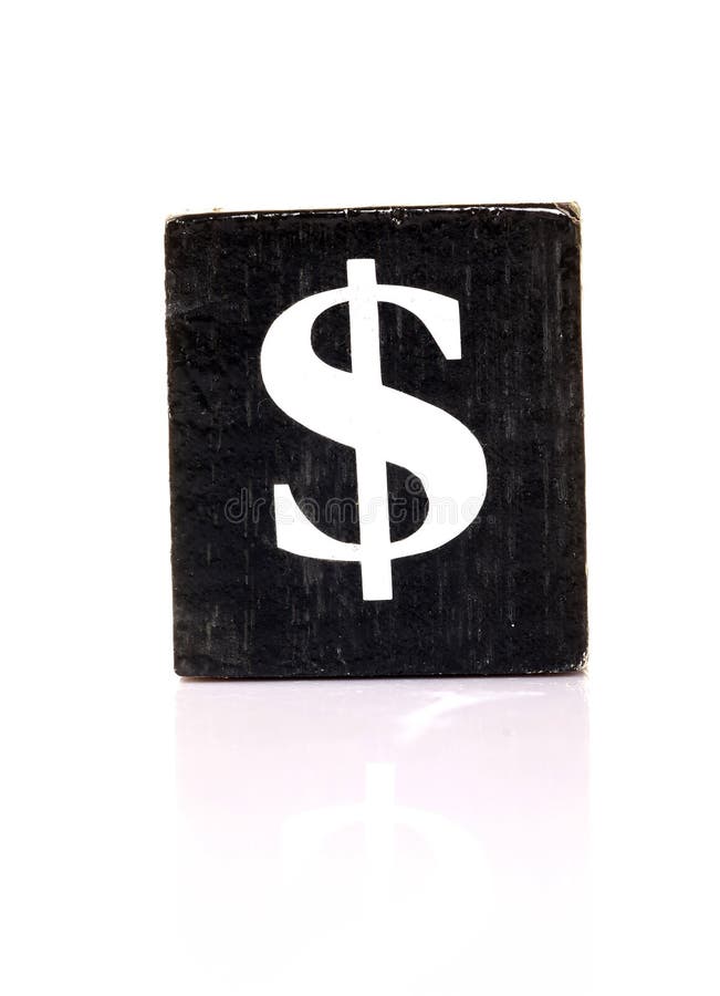 Dollar sign over black block isolated over white background. Dollar sign over black block isolated over white background.