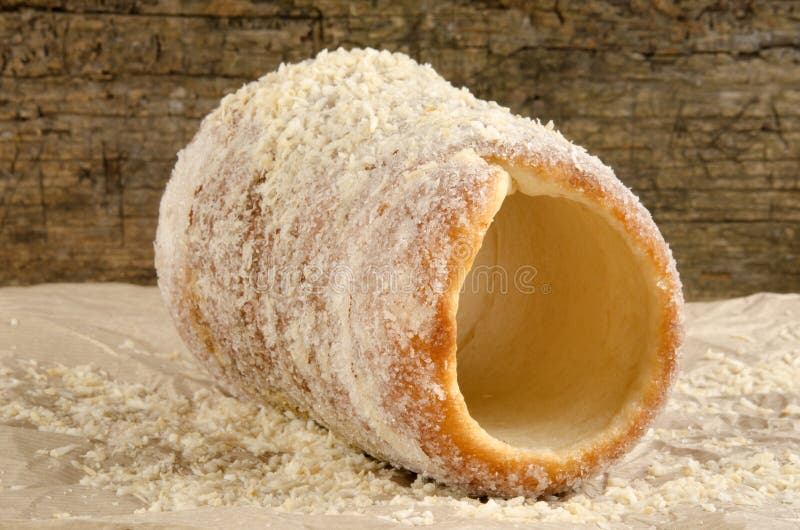 Dolce del camino con i fiocchi della noce di cocco immagine stock libera da diritti Dolce del camino con i fiocchi della noce di cocco immagine stock libera da diritti