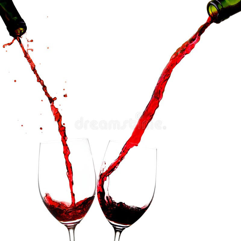 Dolewania wino w dwa szkła obrazy royalty free