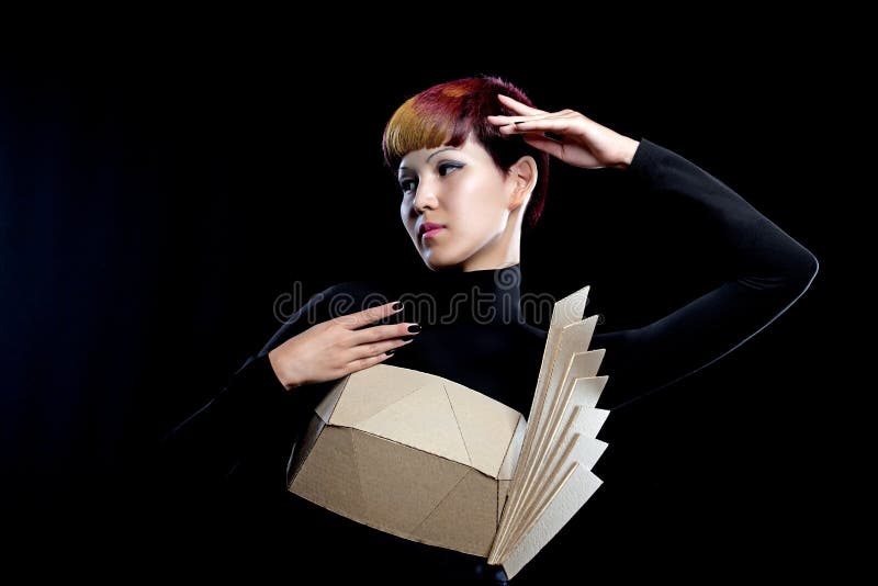 Doll in cardboard dress stock image. Image of girl, hand 22067107