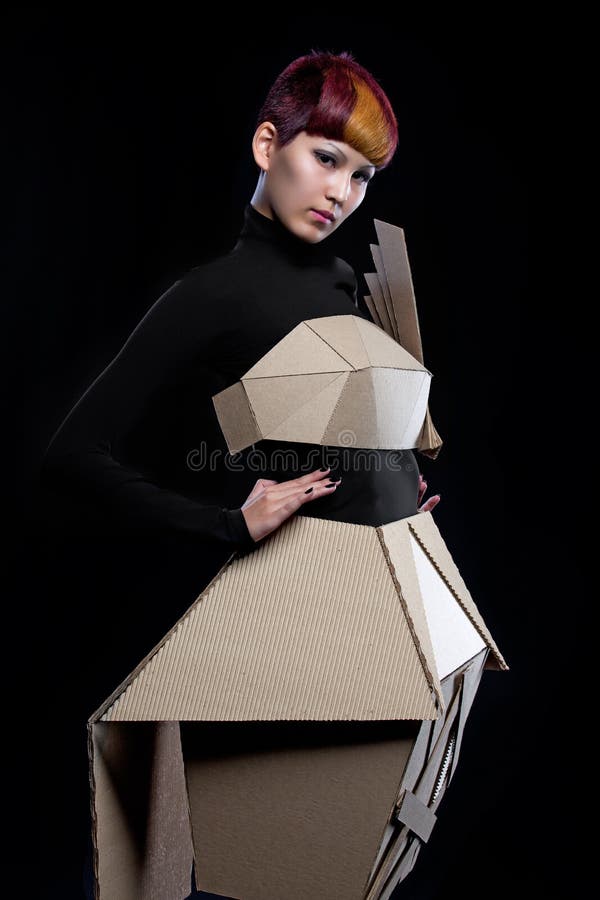 Doll in cardboard dress stock image. Image of hand, gesture 22066689