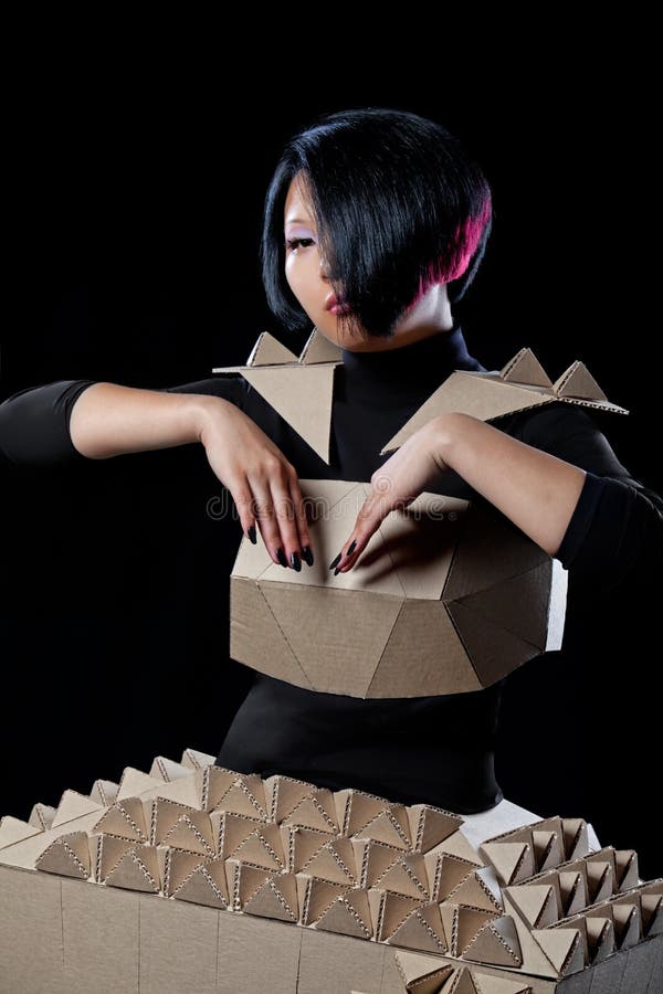 Doll in cardboard dress stock image. Image of girl, hand 22067107
