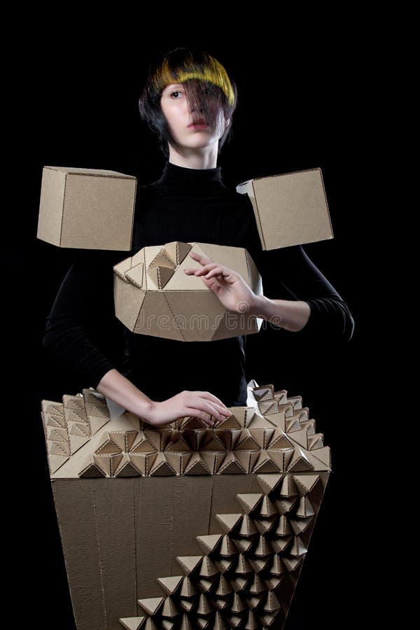 Doll in cardboard dress stock image. Image of girl, hand - 22067107