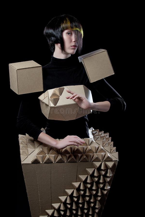 Doll in cardboard dress stock image. Image of girl, hand 22067107