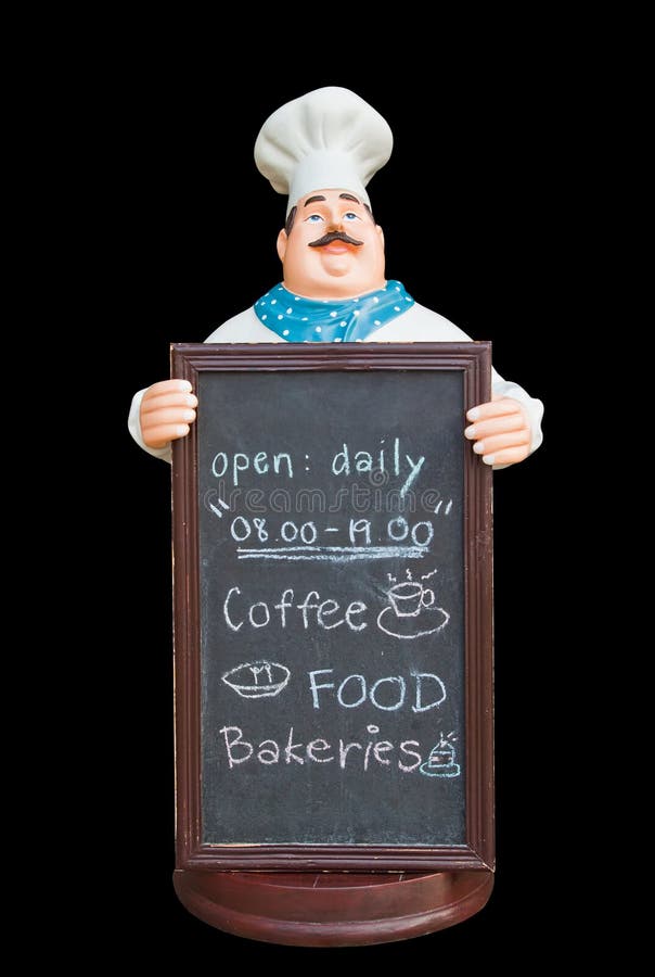 Doll Ceramic Chef With Chalkboard Stock Photo Image of black, cook