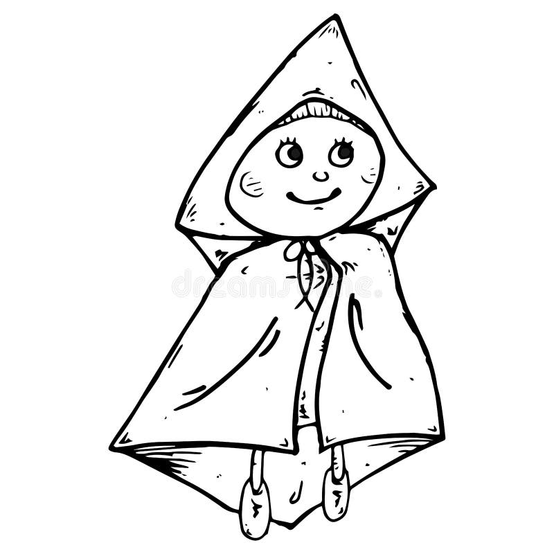 Doll icon. Vector illustration of Russian children`s doll. Hand drawn doll vector illustration