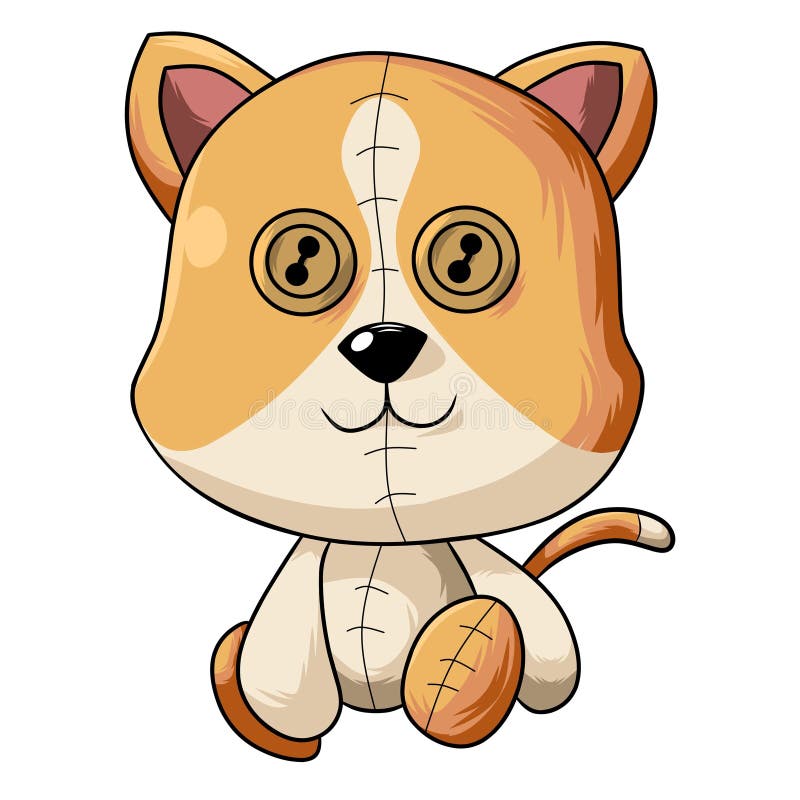 Cute Cat Doll Drawing Illustration Stock Vector Illustration of