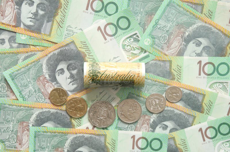 Dollar australian banknote and coins royalty free stock photos Dollar australian banknote and coins royalty free stock photos