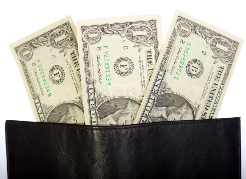 Dollar Banknotes in Black Leather Wallet Stock Image Image of payment