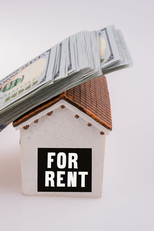 Dollar Banknotes on House and for Rent Text Stock Photo Image of debt