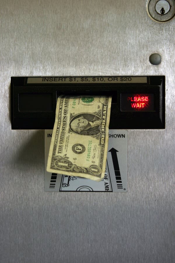 Dollar bill in a change machine