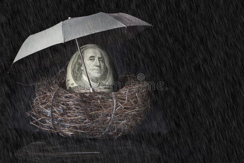 100 Dollar Bill Nest Egg with Umbrella