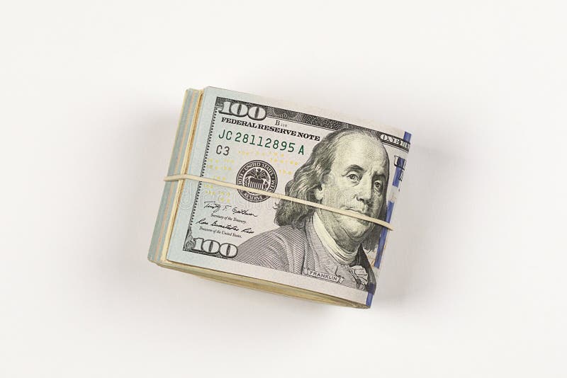 100 Dollar Bill Roll Isolated On White Background. Stock Photo - Image ...