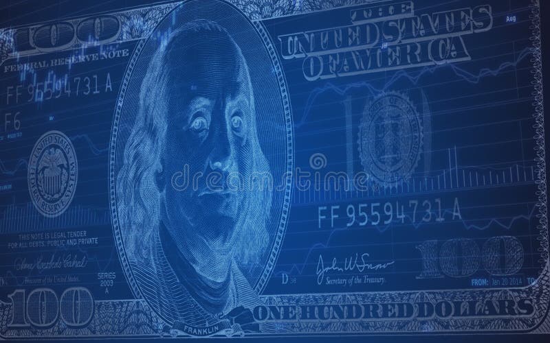 100 Dollar Bill on a Stock Market Chart royalty free illustration