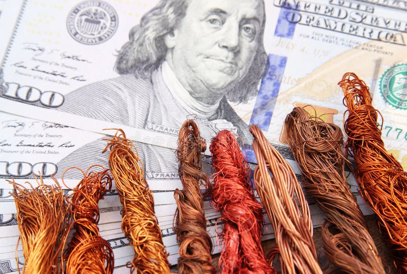 Dollar Bills Money With Copper Scrap Stock Image Image of america
