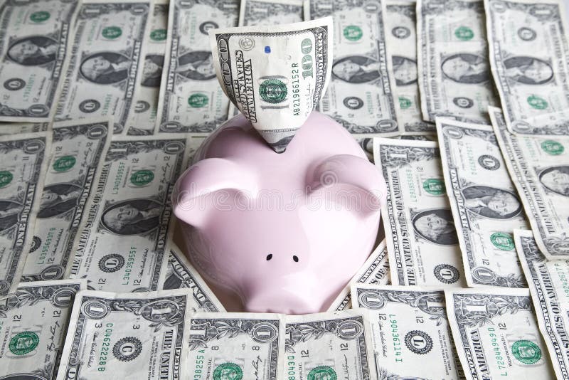 Dollar Bills and Piggy Bank Stock Photo Image of money, piggy 10151694