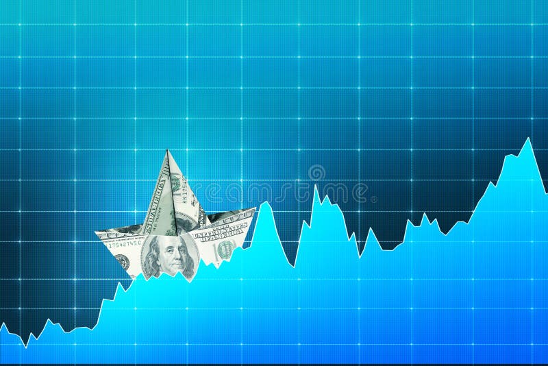Dollar boat on digital chart royalty free illustration Dollar boat on digital chart royalty free illustration