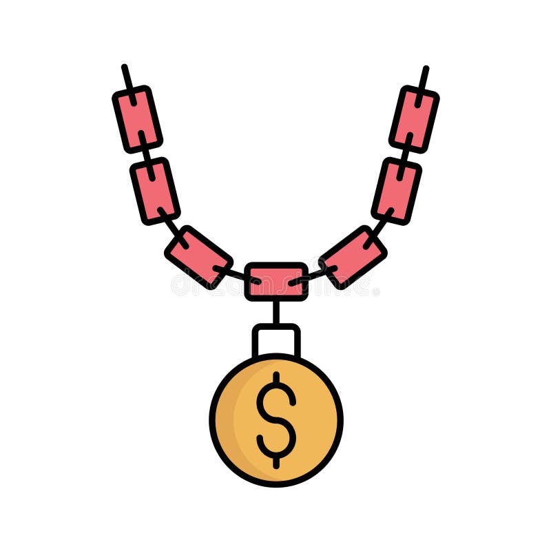 Dollar chain Outline with Colours Fill Vector Icon that can easily edit or modify. vector illustration