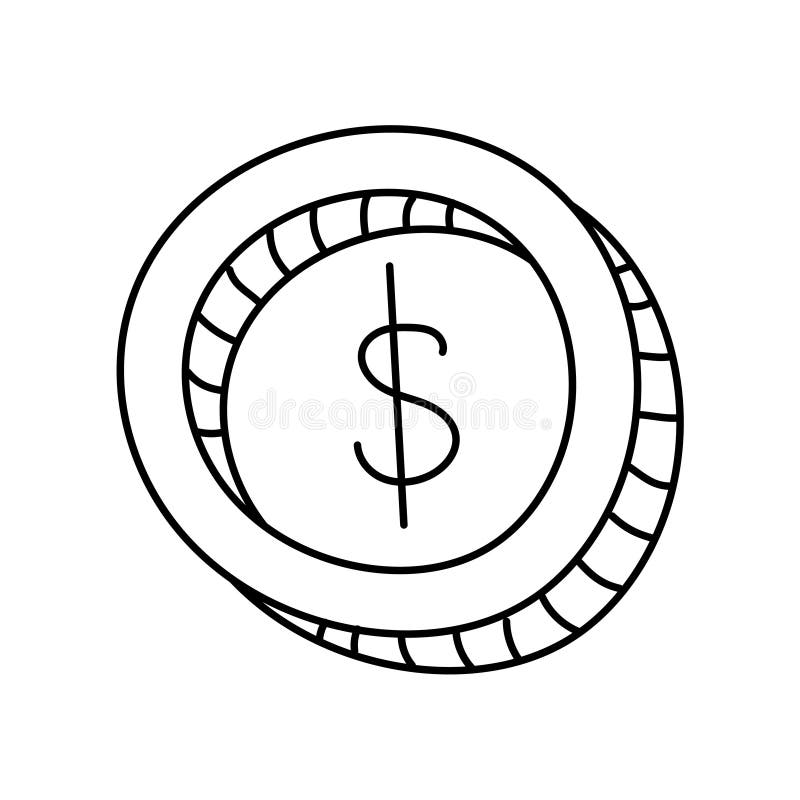 Dollar Coin in Doodle Style Stock Vector - Illustration of penny ...