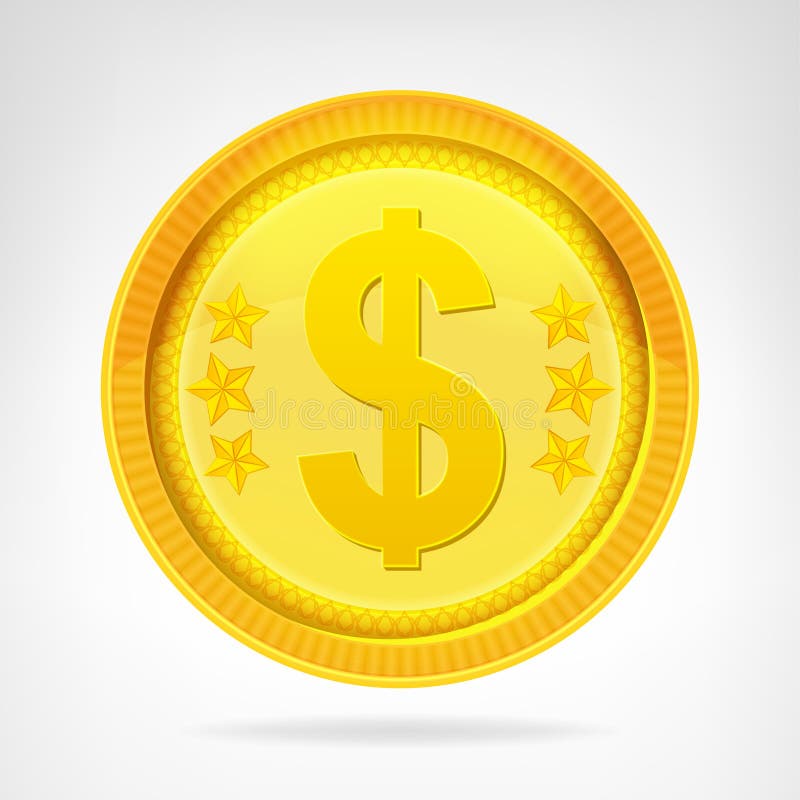 Dollar coin golden currency object isolated