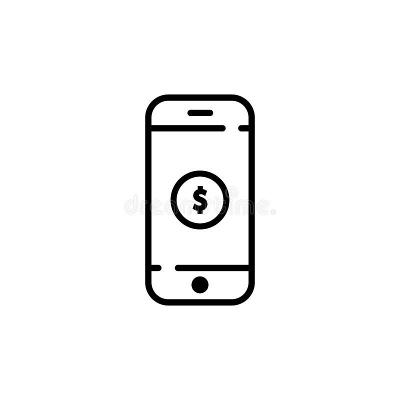 Dollar coin icon on screen phone. vector sign EPS10 stock illustration