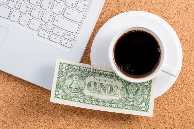 A Dollar on a Cup of Coffee Stock Photo Image of business, dollar