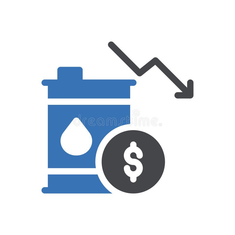 Dollar decrease vector glyph colour icon. Power decrease vectors