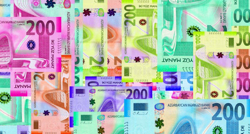 Azerbaijan manat 200 ILS banknote surface. Flying over USD EUR and Azerbaijani money note. 3D concept of exchange rate, inflation, economy, finance, import, export and banking seamless looped. Azerbaijan manat 200 ILS banknote surface. Flying over USD EUR and Azerbaijani money note. 3D concept of exchange rate, inflation, economy, finance, import, export and banking seamless looped.