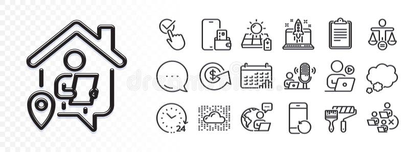 Dollar exchange, Phone wallet and Outsource work line icons for web app. Pictogram icon. Glare of light icons. Vector vector illustration