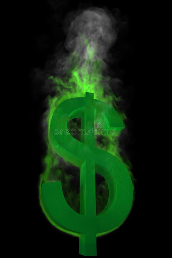 Dollar in green Fire