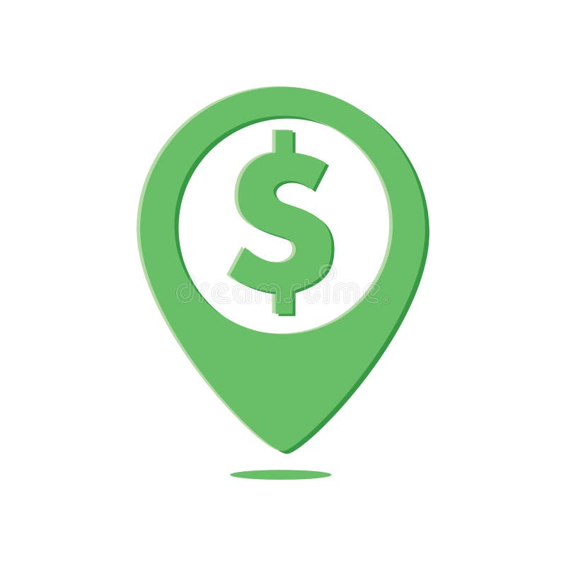 Dollar map pin navigation pointer. Location marker vector symbol. Element of business finance illustration. stock illustration