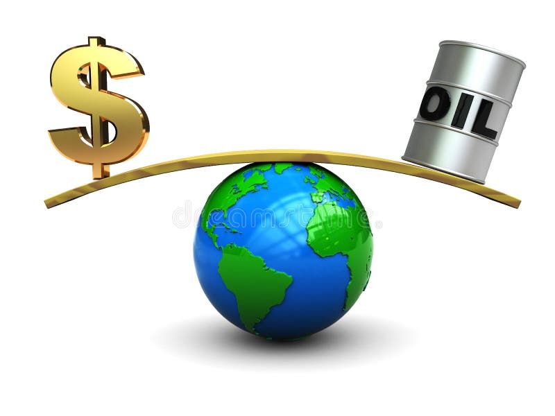 Dollar and oil on scale